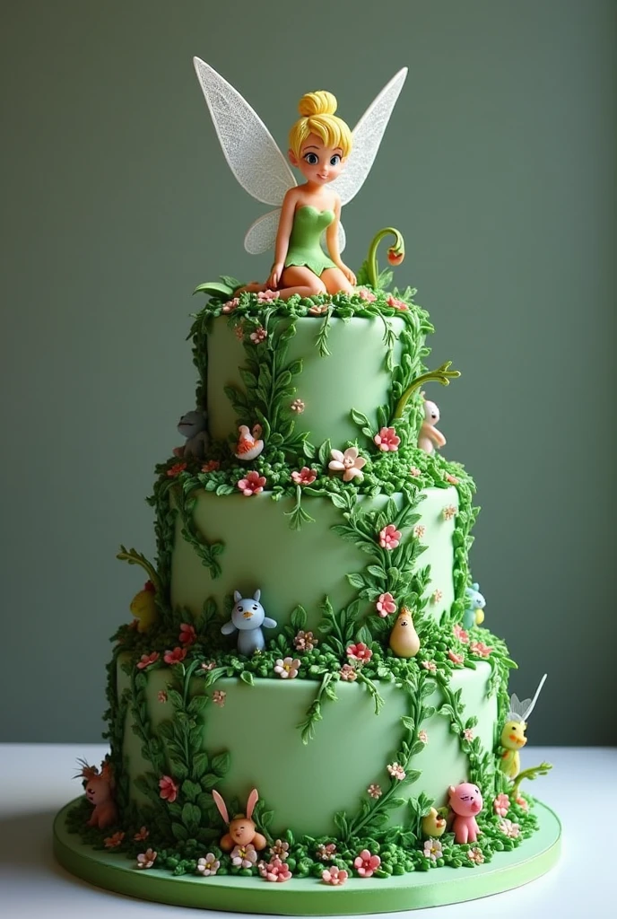 Make a Tinker Bell themed three-tier birthday cake