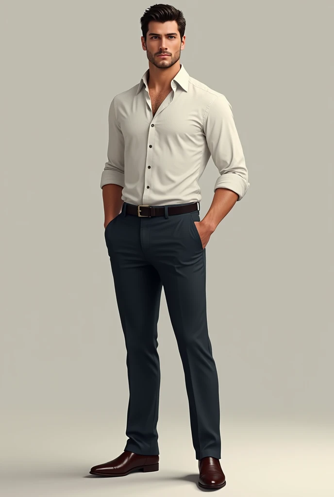 Make the character Monica in the male version in human form