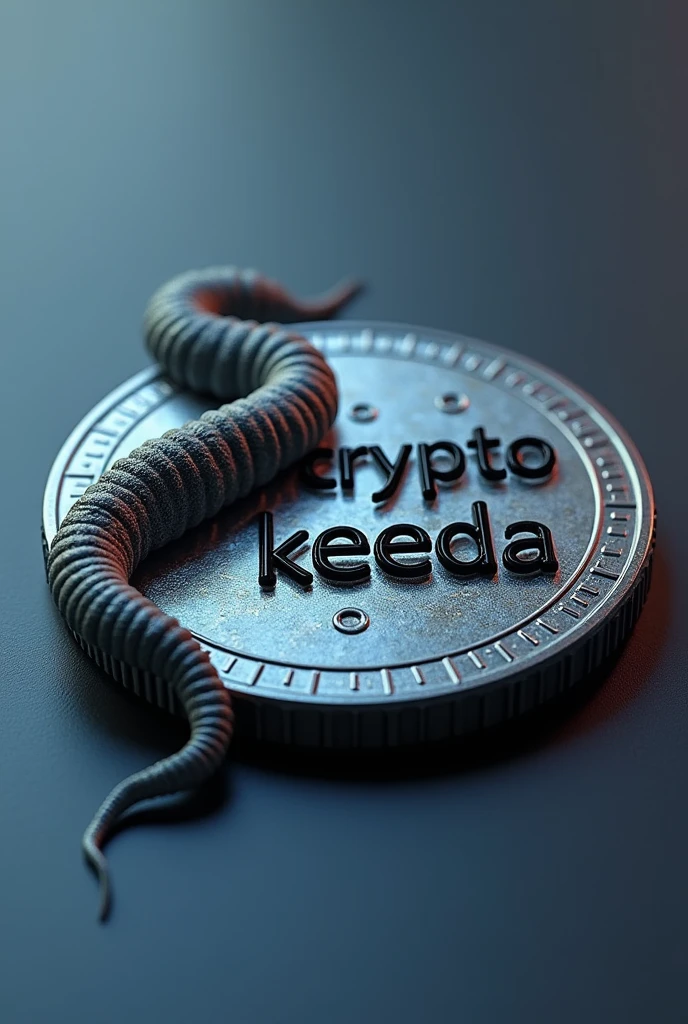 A worm printed on crypto currency texted with 'CRYPTO KEEDA'