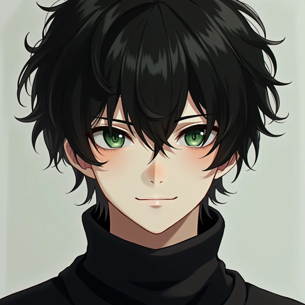 (best quality), 1boy, pale skin, black hair, medium hair, curtain hair, tousled hair, dark green eyes, perfect eyes, dark circles under eyes, handsome, light smile, attractive, turtleneck sweater, masterpiece, anatomically correct, highres
