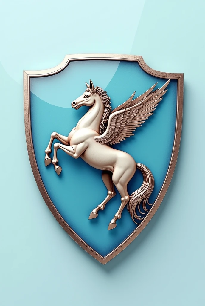 The emblem looked like a shield brooch with a Pegasus filling the frame. And it's a sky lightblue theme.