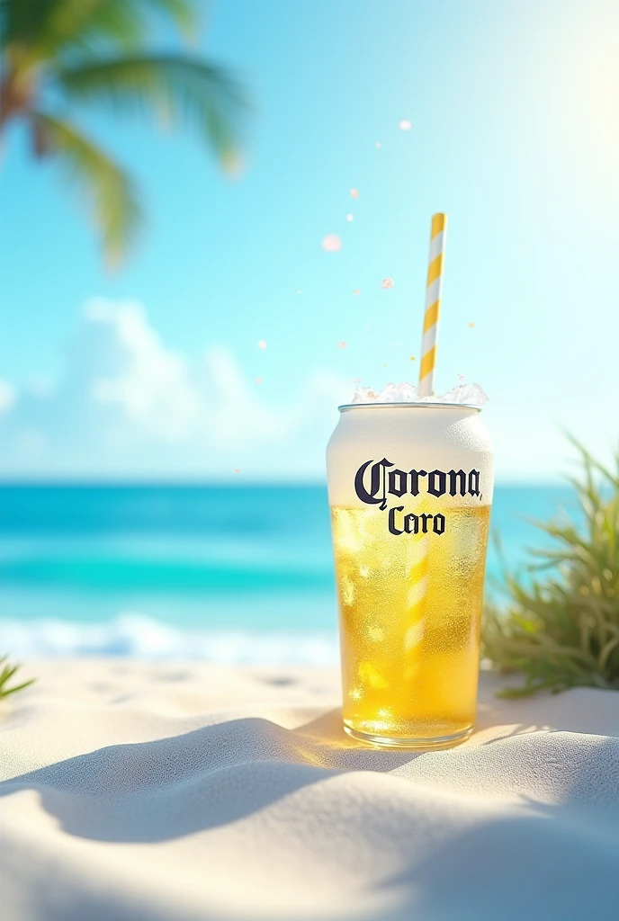 Background for corona cero beer market in blue, white and yellow tones