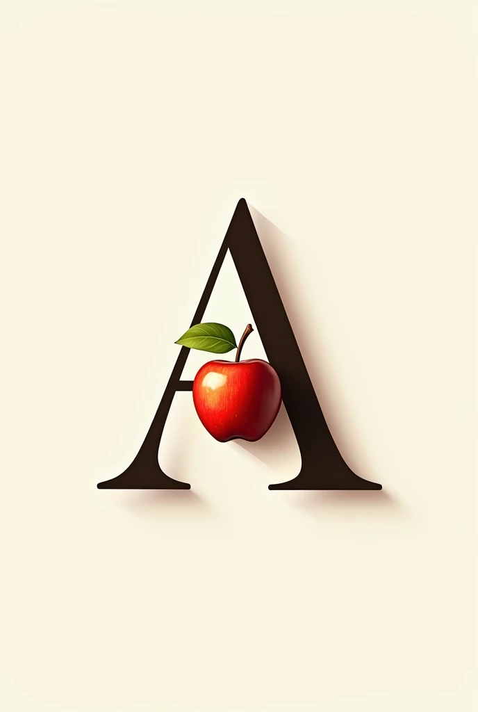 Letter A a with a small beautiful apple shape