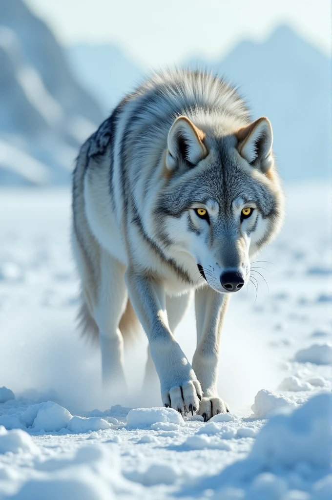 A Siberian wolf in the Arctic
