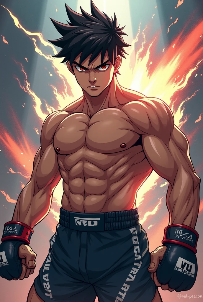 A young mma fighter in anime photography