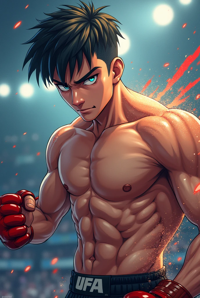 A young mma fighter in anime photography 