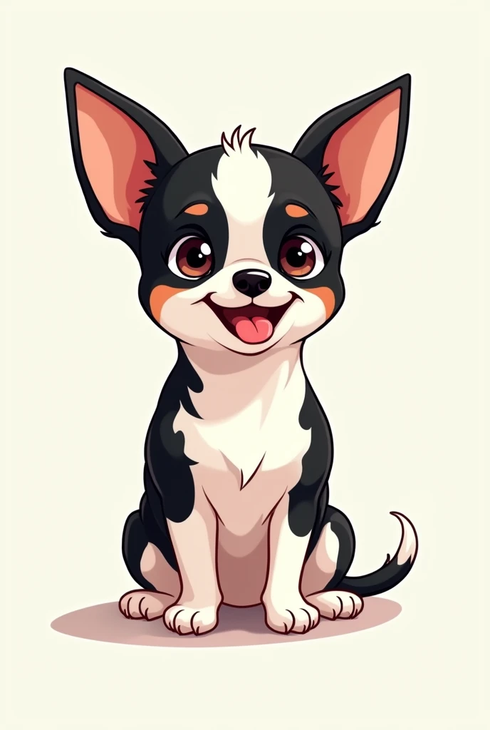 White and black haired chihuahua cartoon style full body