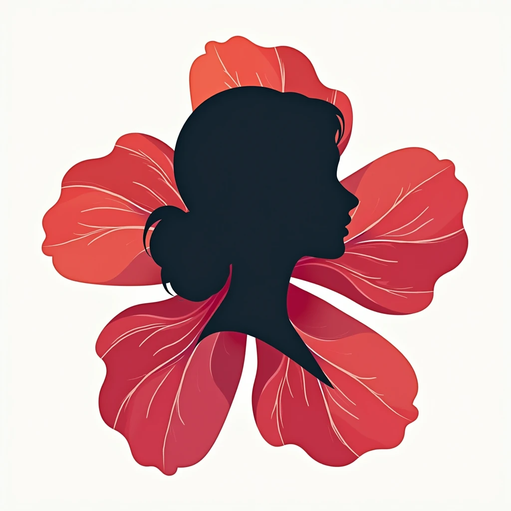 Make a female logo&#39;Hibiscus and profile silhouette, Not so extensive
