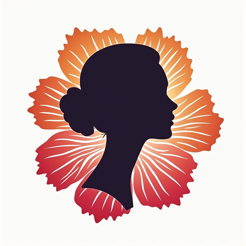 Make a female logo'Hibiscus and profile silhouette, Not so extensive