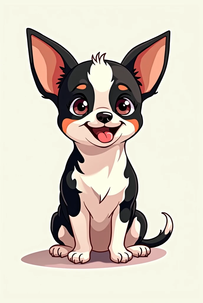 White and black haired chihuahua cartoon style full body