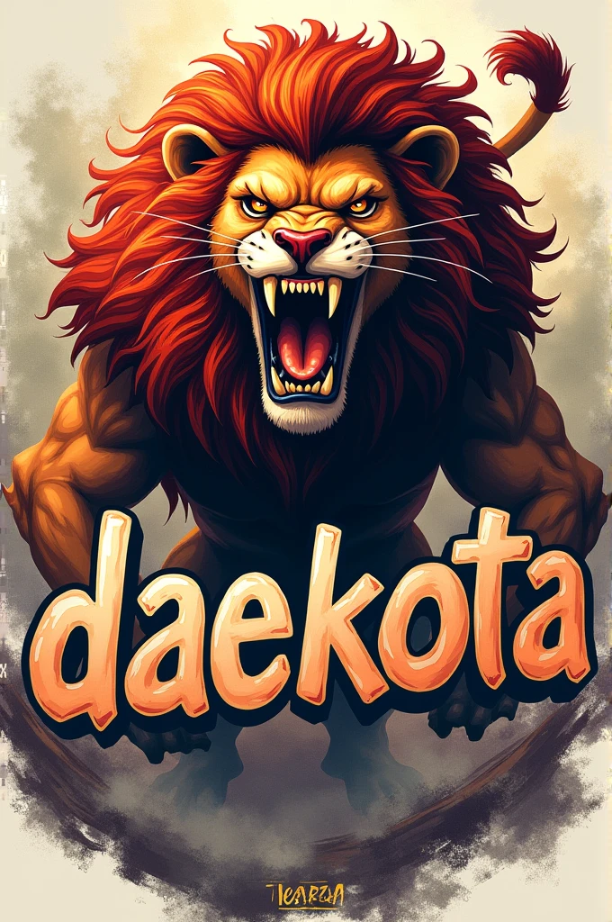 Daekota animated text in aggressive lion