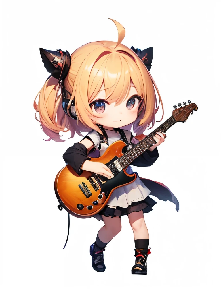 (((Metal Band)))、Cute and soothing character、A chibi character playing the electric guitar at high speed、A beautiful depiction using tens of thousands of colors、masterpiece、Ultra HD、super high quality、8k