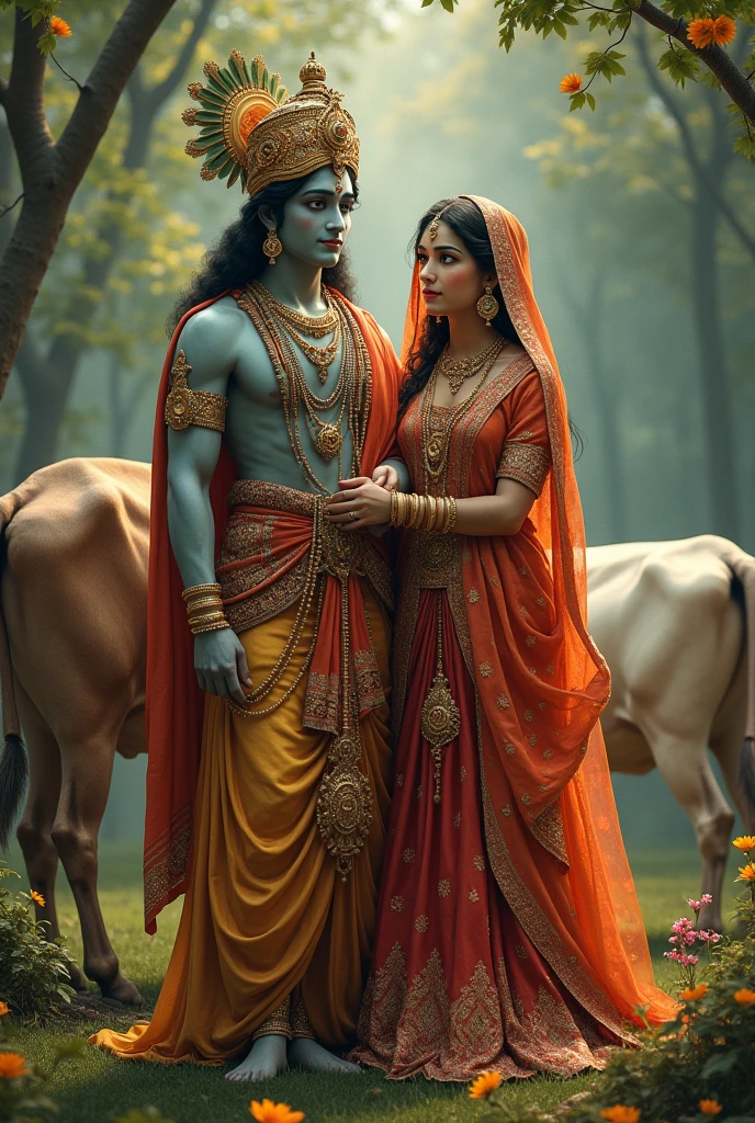 Radha krishan amzing photos
N ot in romentic for room wallpaper in holly pose watching forword change background with caw and forest theme with heavy dreshes add more things in dress and add mukut wathing towards me change pose eye must be more realisticcange pose more pose