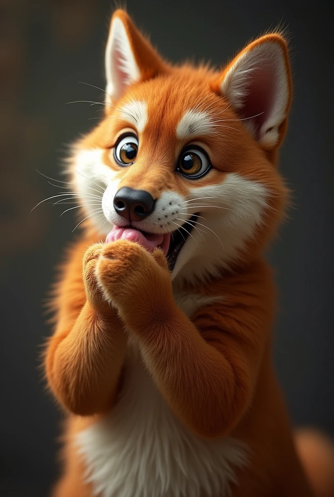 Furry masturbating with a horny face 
