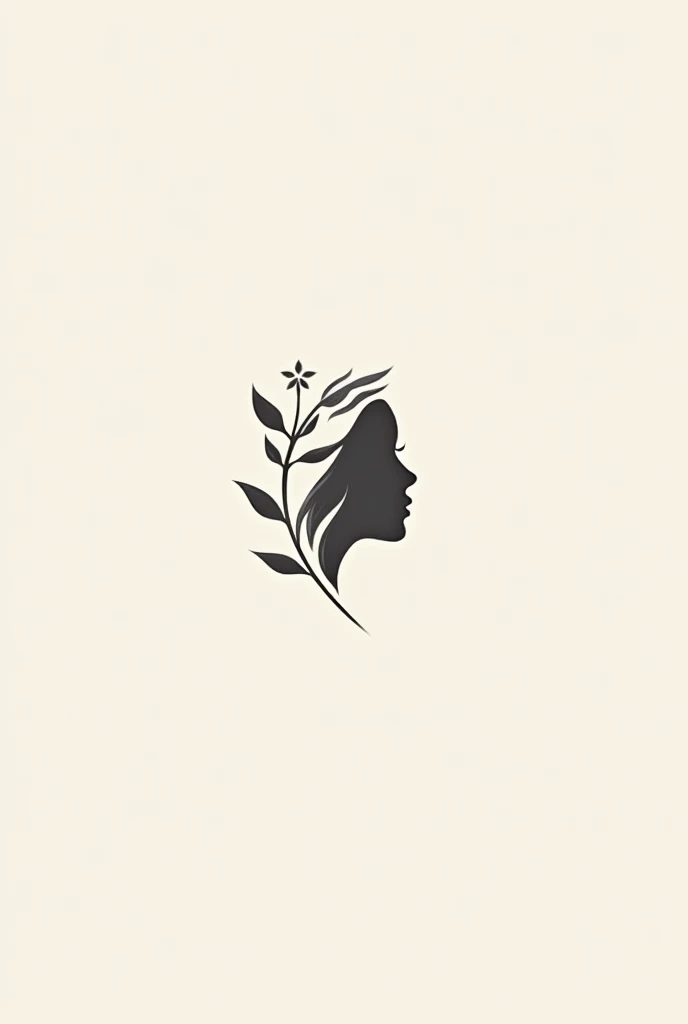 Make a female logo'Small hibiscus and profile silhouette, Not so extensive、non-colored