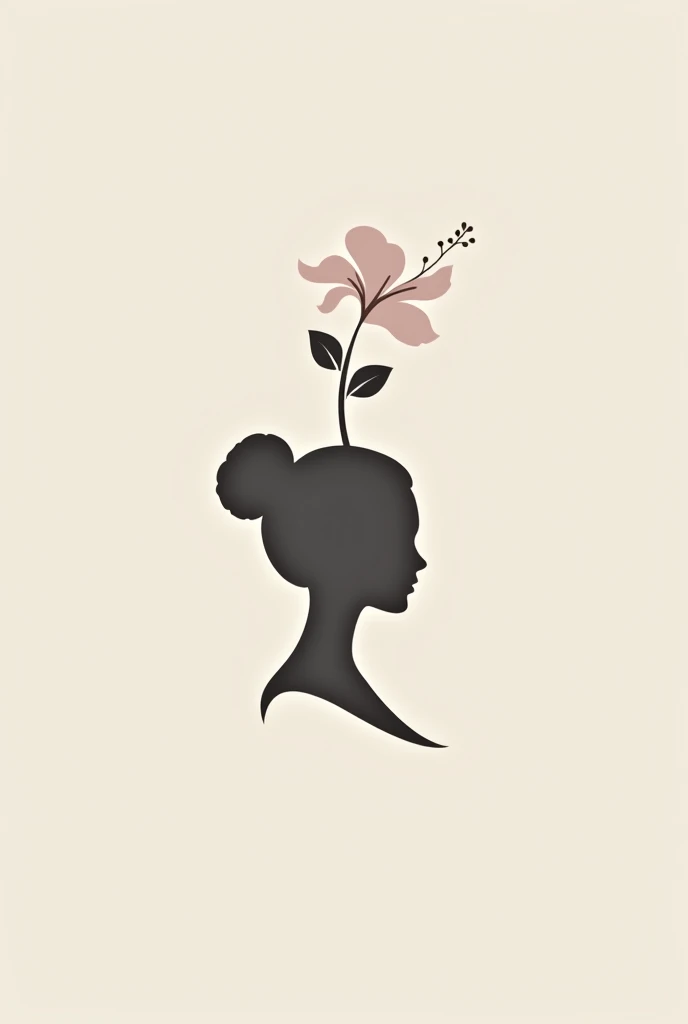 Make a female logo'Small hibiscus and profile silhouette, Not so extensive、non-colored
