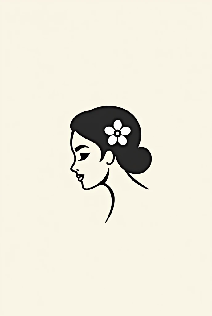 Make a female logo&#39;Small hibiscus and profile silhouette, Not so extensive、non-colored
