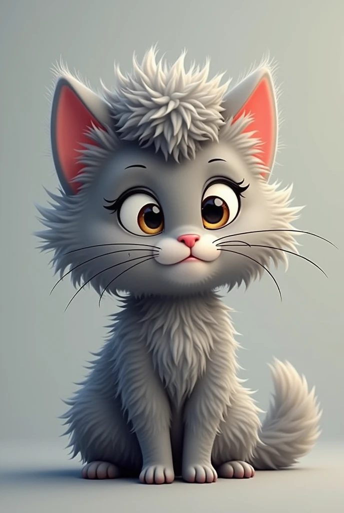 CARTOON CREATE IMAGE WITH GREY CURLY HAIR anthropomorphic cat