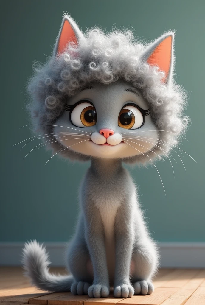  CARTOON CREATE IMAGE WITH GREY CURLY HAIR anthropomorphic cat