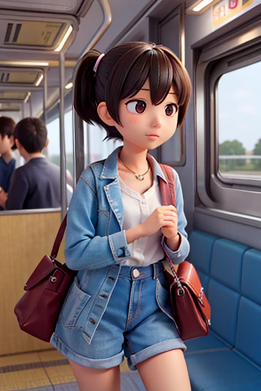 １６age、female、Inside the train、