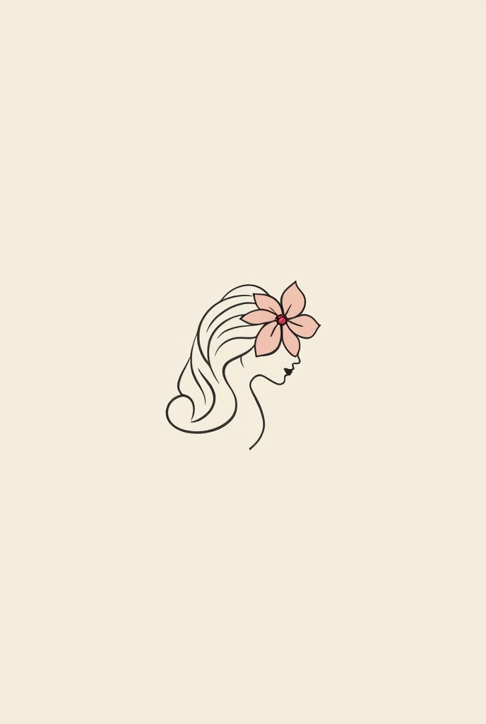 Make a female logo'Small hibiscus and profile silhouette, Not so extensive、non-colored、Hawaiian atmosphere