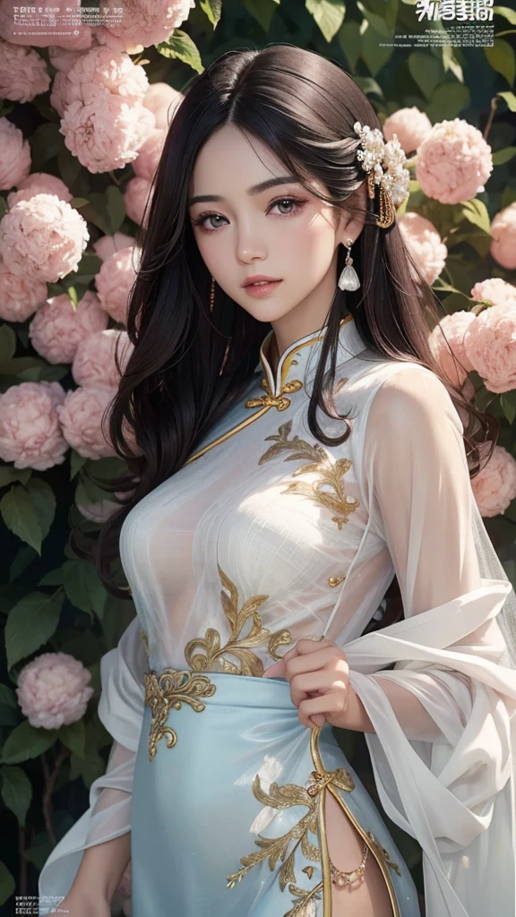 Highest quality, Master, High resolution, One person, Super beautiful face, Very beautiful eyes, Super beautiful hair Super beautiful face,Very beautiful eyes,Super beautiful hair,Magazine Cover,Clothing Design,New Chinese,Clear Light Yarn,The photo shows the Fujifilm X-T3.,,See-through clothing