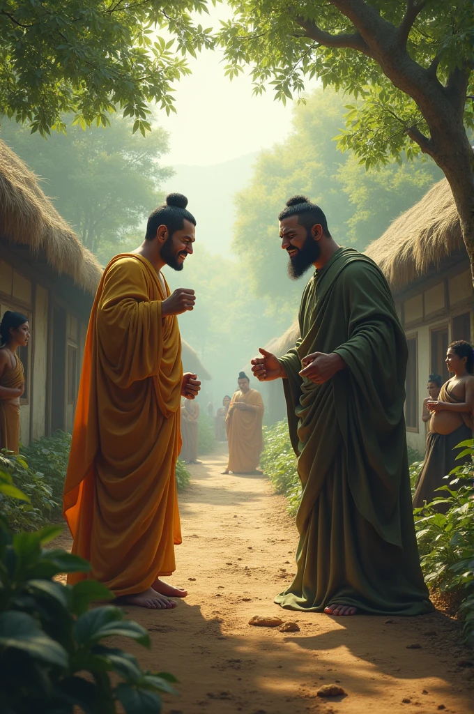 Angry man and the buddha in villages