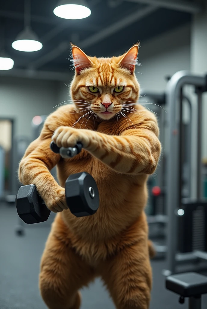 big orange cat, muscle cramps, clear at the gym