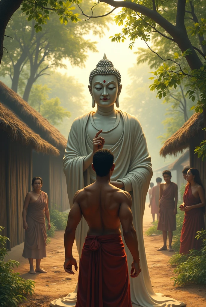 Angry man and the buddha in villages