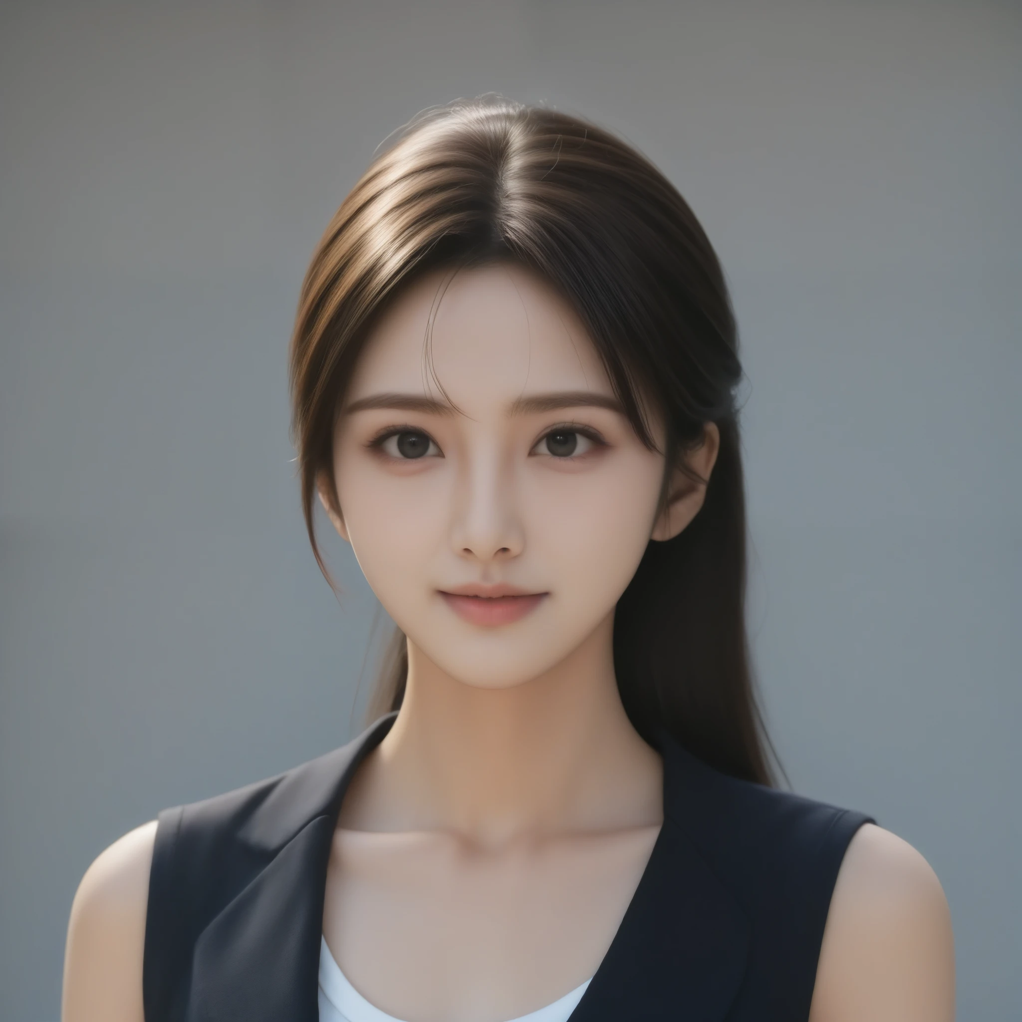 1woman,solo,28yo, beautiful, slender ,sitting at a table in a cafeteria , cinematic, dark night, upper body,8k, wearing a jacket and skirt, crossing legs,