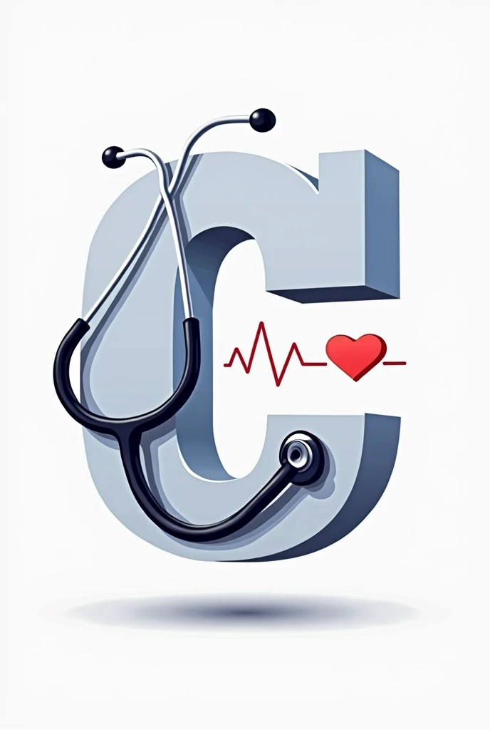 Create a letter C with a stethoscope and the letter M with heartbeats
