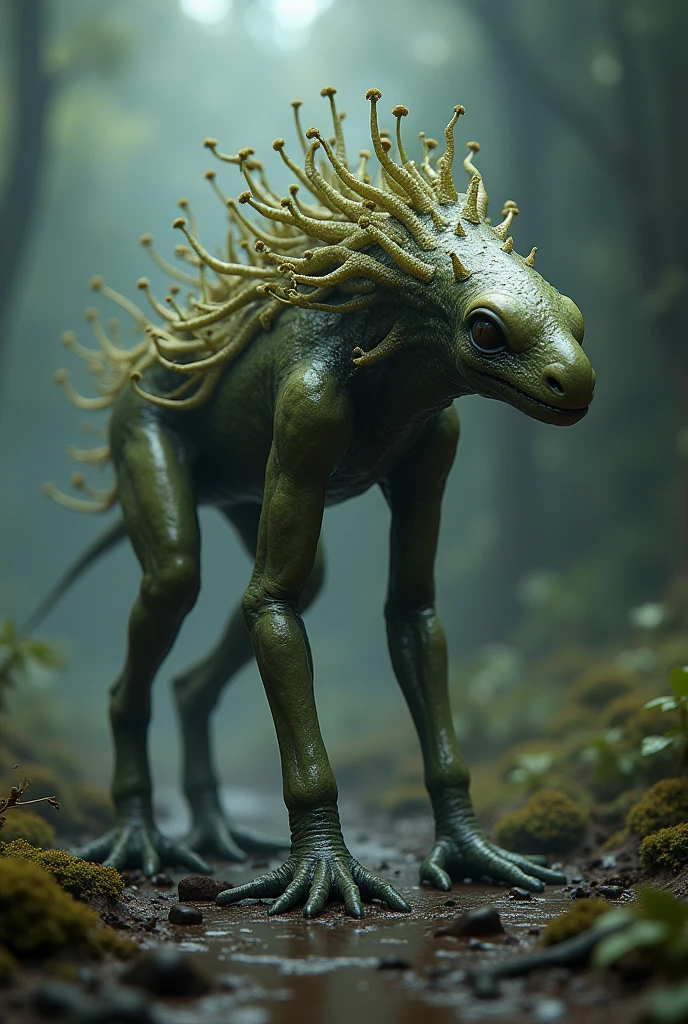 A strange quadruped creature sleek infected by fungus