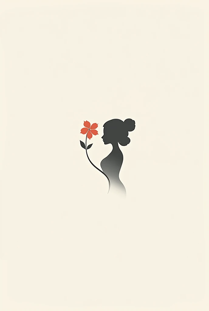 Make a female logo'Small beautiful hibiscus and silhouette of a profile, Not so extensive、non-colored、Hawaiian feel