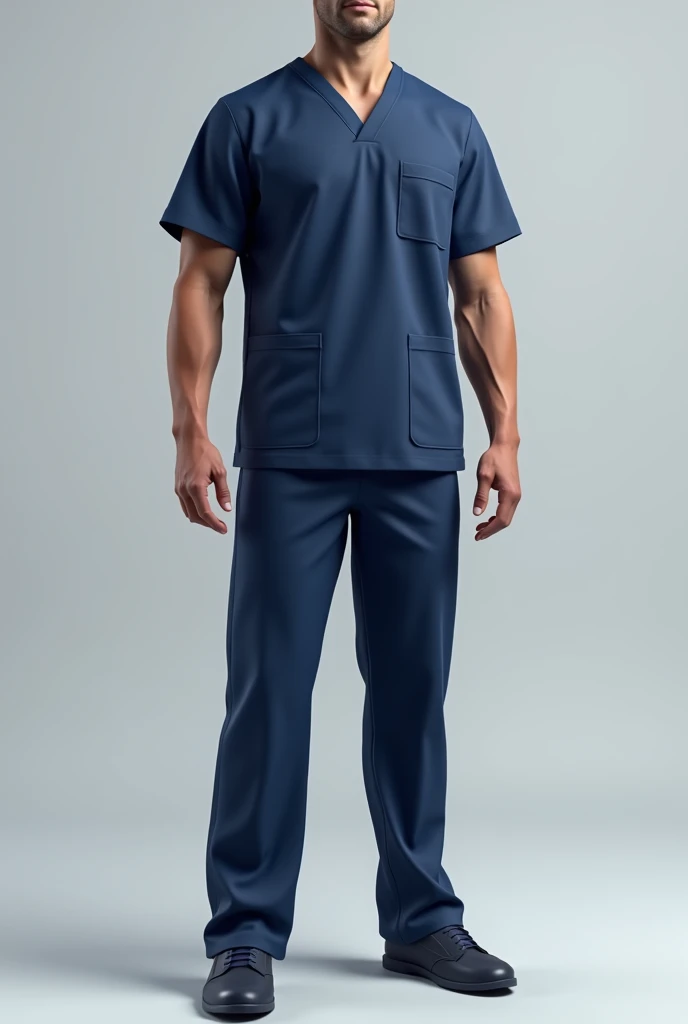 3D medical scrub Top and bottim, upper pocket and lover two pockets, Male , Navy blue