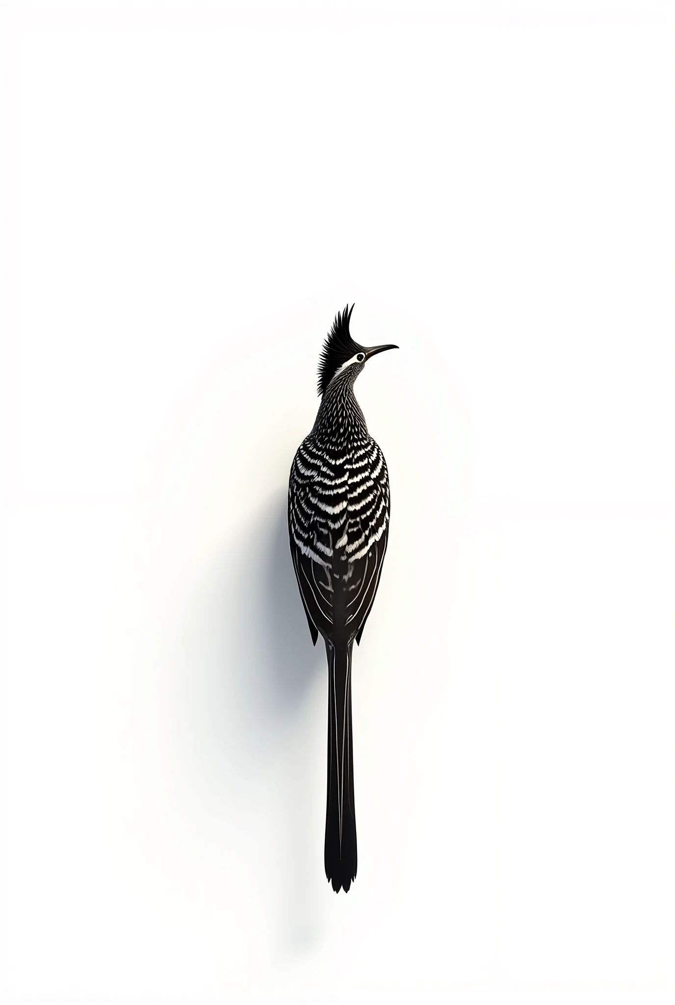 (photorealism:1.2), image of Greater Roadrunner from the top isolated in the white background.