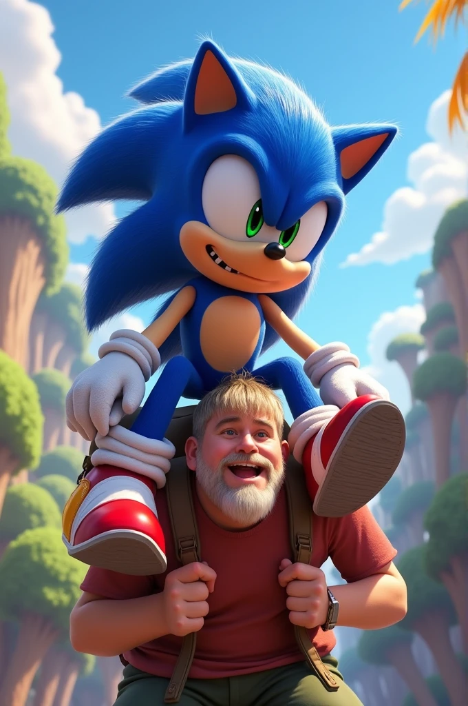 Sonic sitting on shoulders
