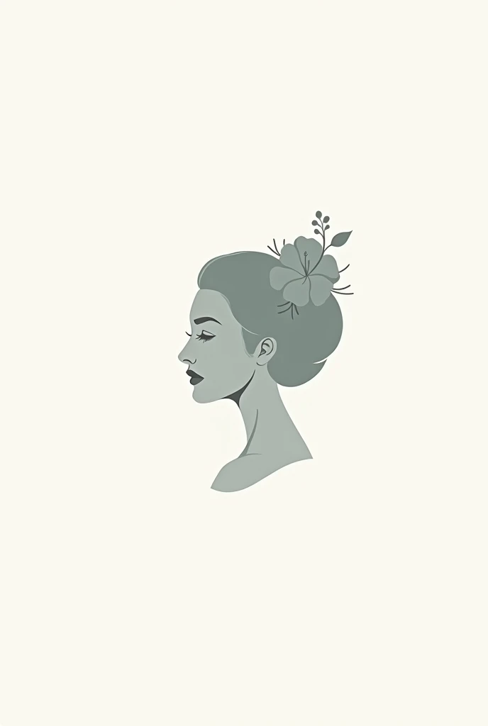 Make a female logo'Small hibiscus and profile silhouette, Not so extensive、non-colored