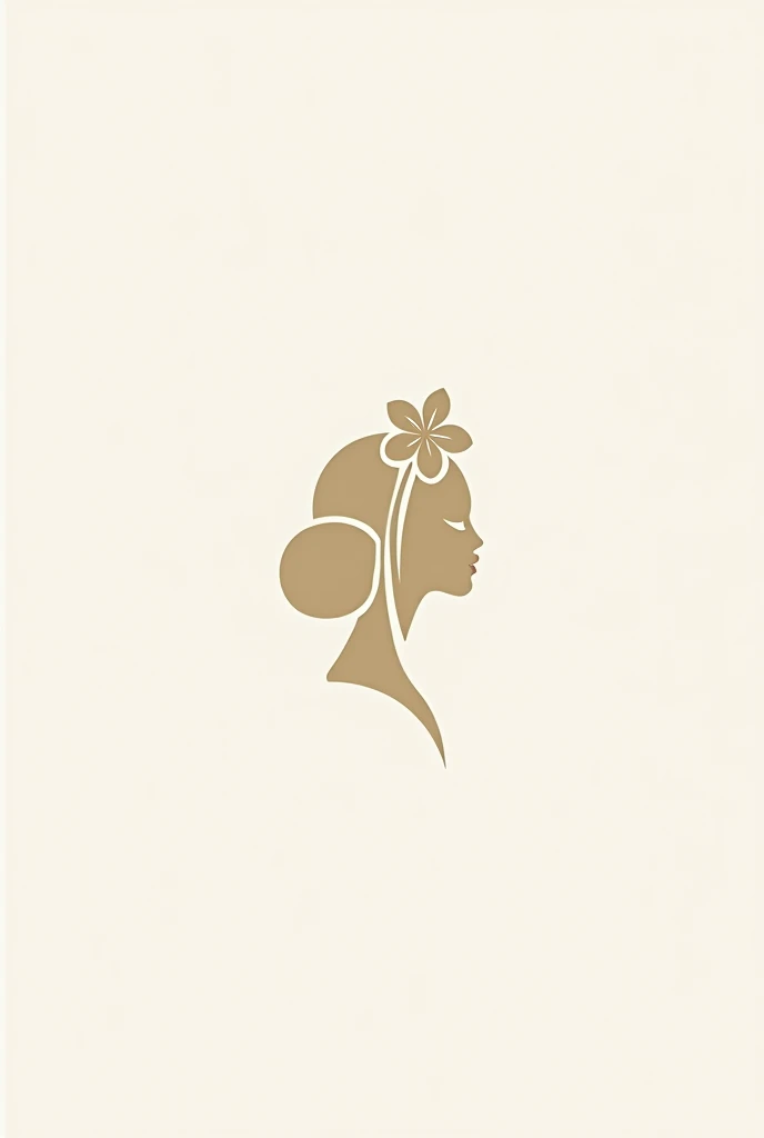 Make a female logo'Small hibiscus and profile silhouette, Not so extensive、non-colored