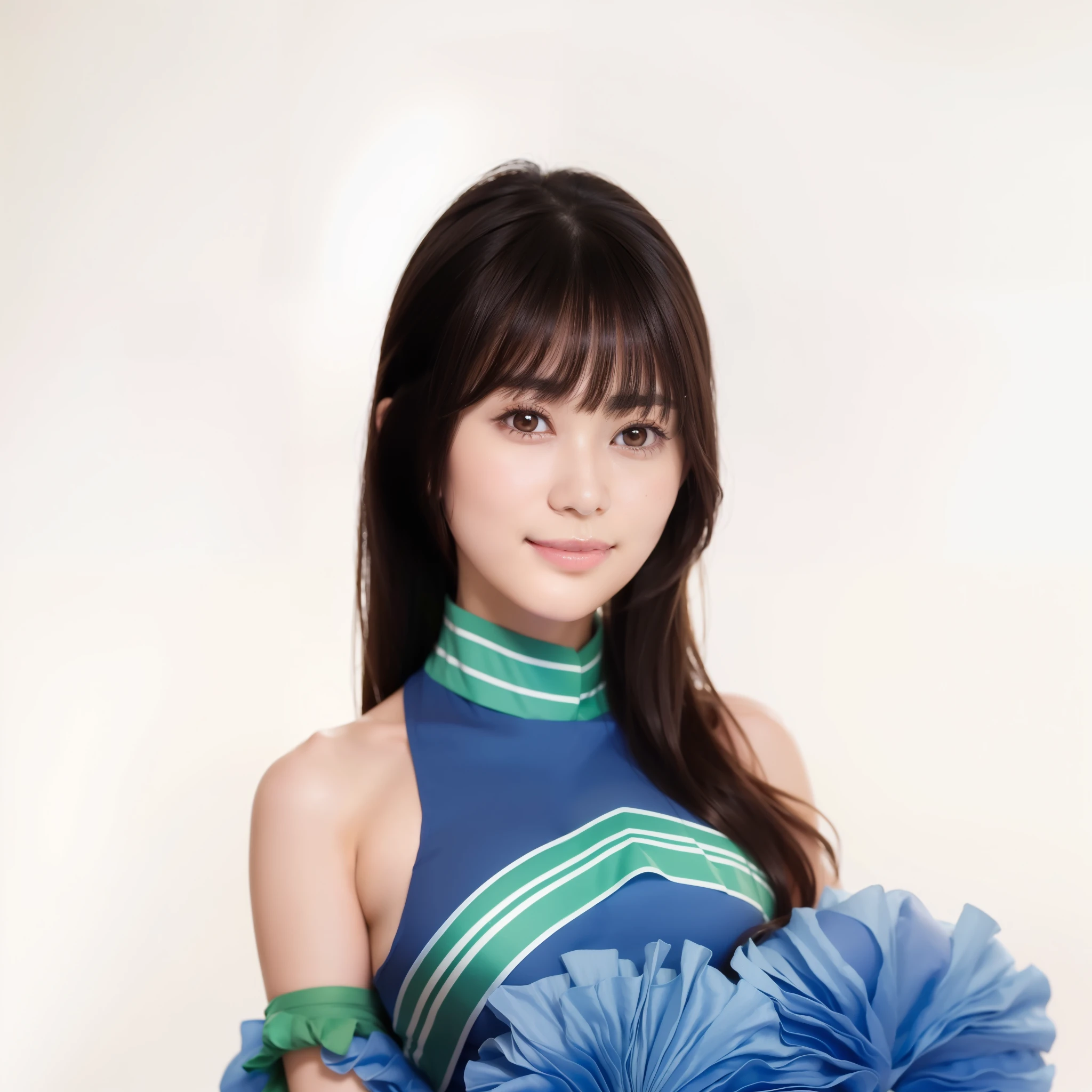 (high resolution:1.5), (masterpiece:1.5), very detailed, best quality, 8k, ((1 girl)), (Cute Japanese woman), cute 2 beauty, (medium breasts:1.5), detailed face, Beautiful and elegant face, cute face, (Round face:1.4), thin lips, natural bangs, arched eyebrows, well-groomed eyebrows, (big eyes with a good balance between the left and right sides), cute eyes, beautiful eyes, beautiful thin nose, beautiful face line, (beautiful skin), medium Hair, Brunette hair, black hair, (natural bangs), (looking at the camera with a Gentle smile), smooth skin, fair skin, (Beautiful breasts), (Slender body:1.5), ((Beautiful cleavage)), smile, (Round face:1.6),