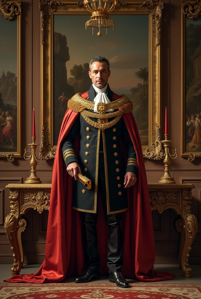 Royal background with paintings by José María Velasco Ibarra, UCE diplomas and paintings in ancient times