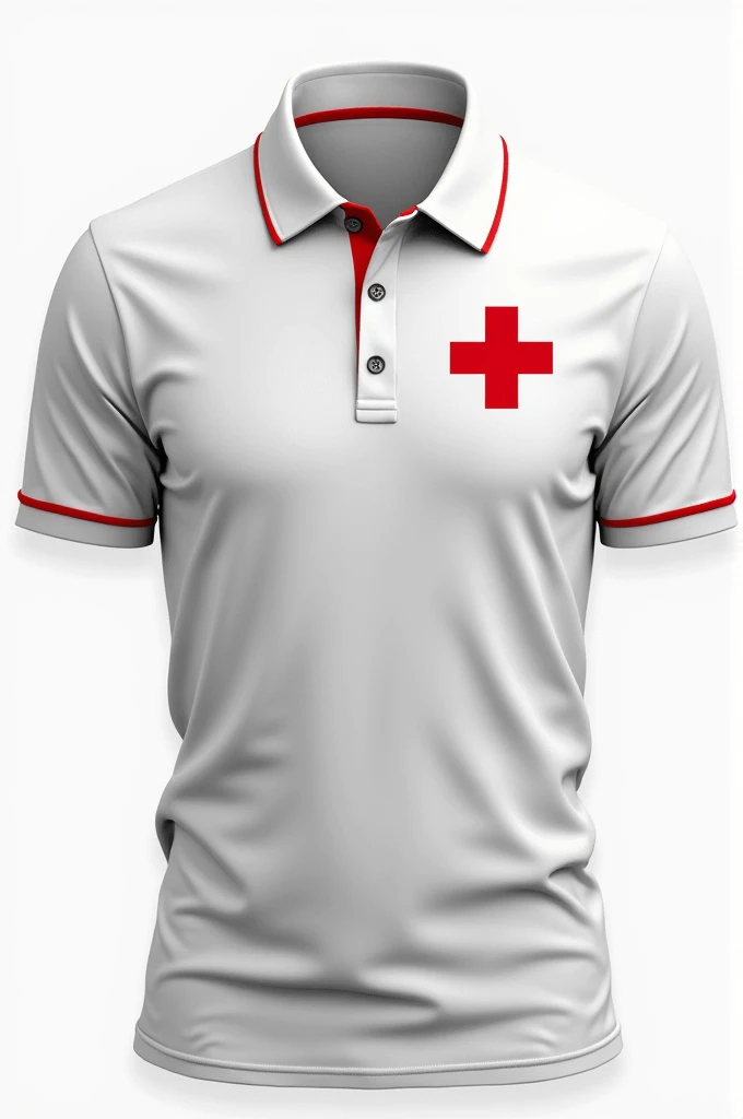 Red cross polo shirt layout idea
