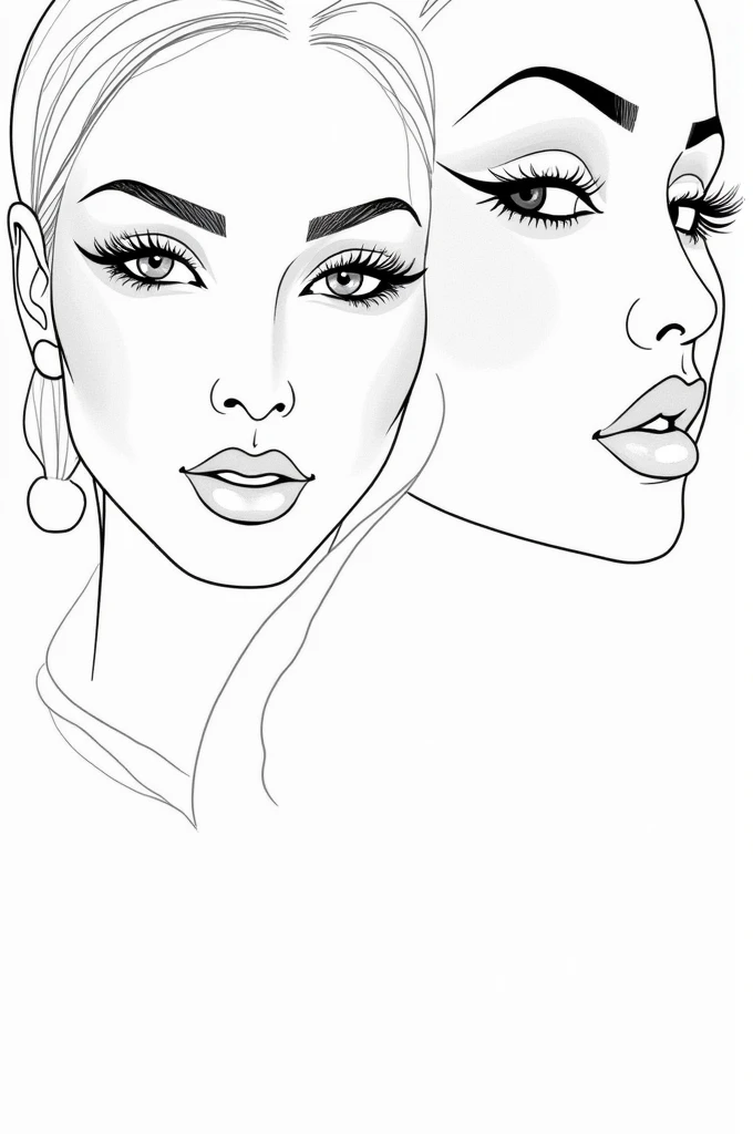An image of women in makeup by illustrating a line arts