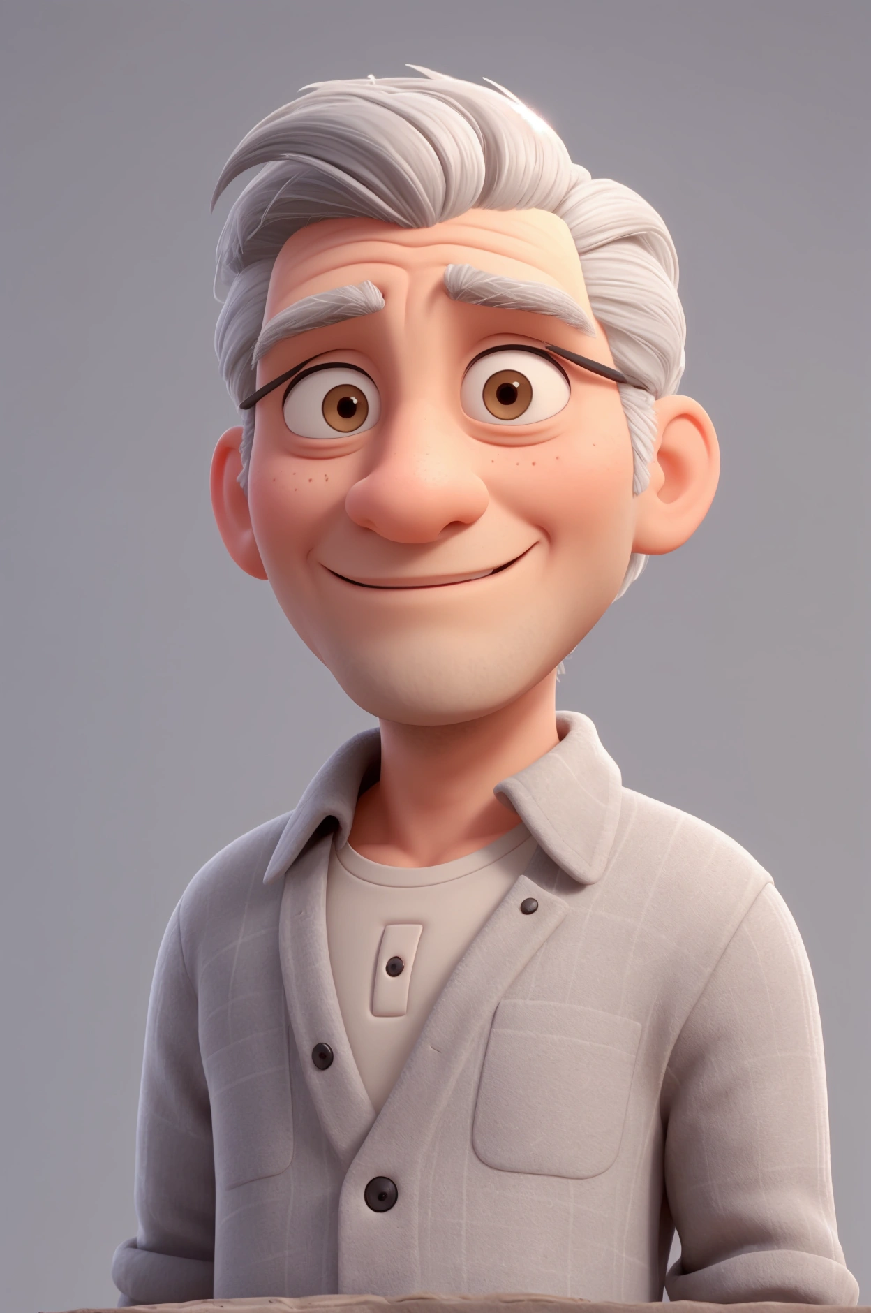 A person, A 5 man, hair grey, with a still youthful appearance, without any beard