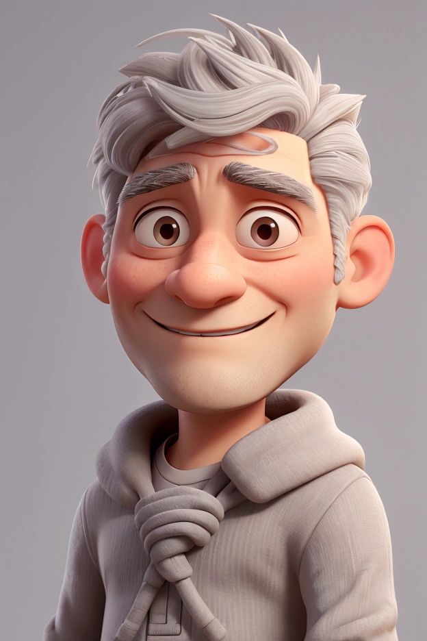 A person, A 5 man, hair grey, with a still youthful appearance, without any beard