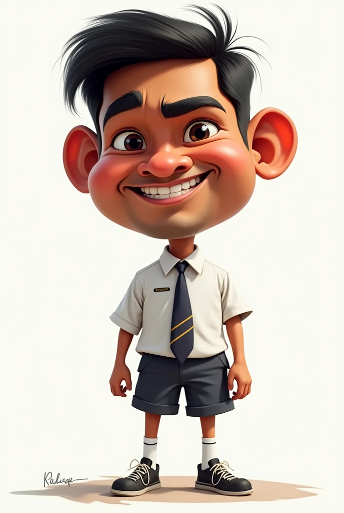 Create a caricature image as Malayalam movie actor sidhiq in school uniform