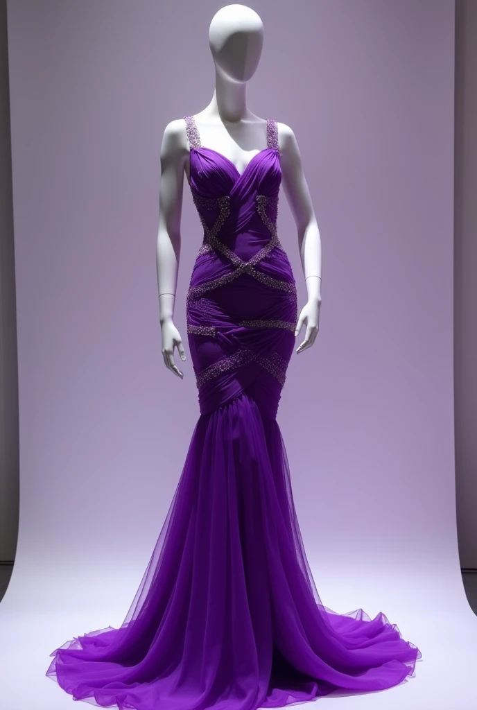 Make a mannequin with a purple dress