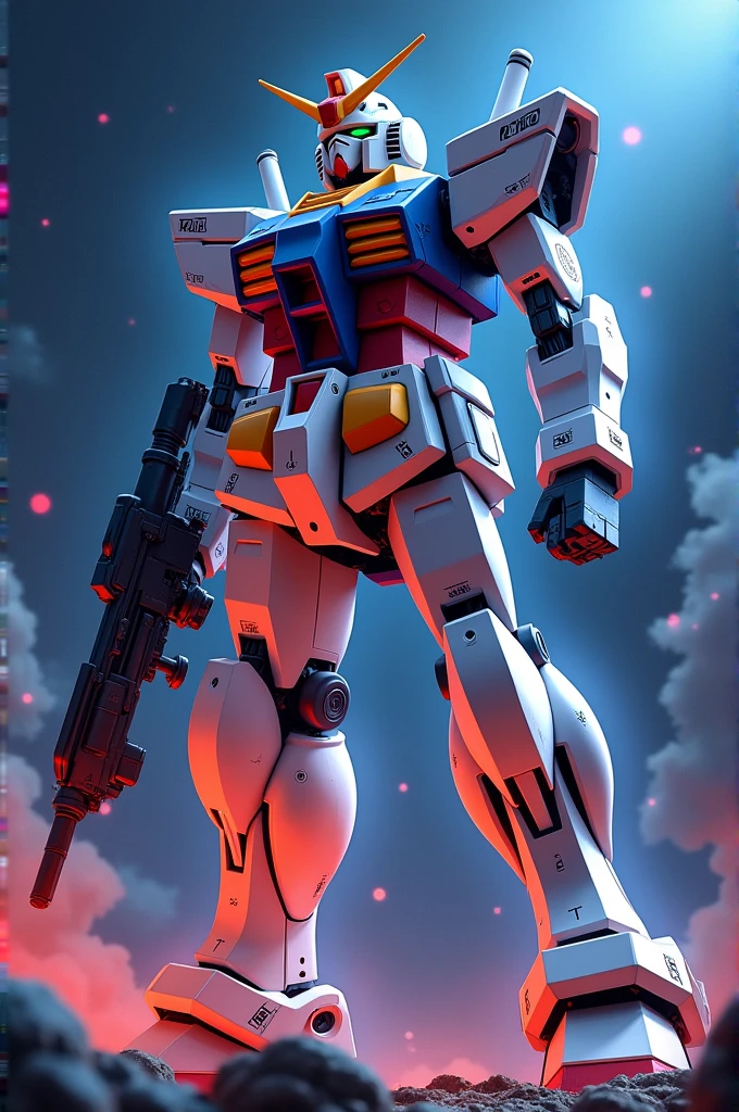 (Highest quality), Highest qualityのイラスト,Ryo Yasuhiko Japanese style illustration,future, Mobile Suit, Gundam, smoke, mechanical, Digital Sculpture, 超High resolution, Absurd, Deep shine effect, High resolution, Particles of light, Cinema Lighting, Depth of written boundary,Flare,universe space