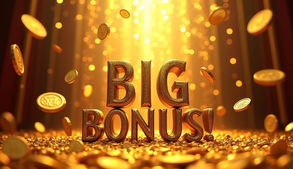 BIG BONUS!Please write this in large letters in the center. Please make it super luxurious by having gold coins rain down from above.。