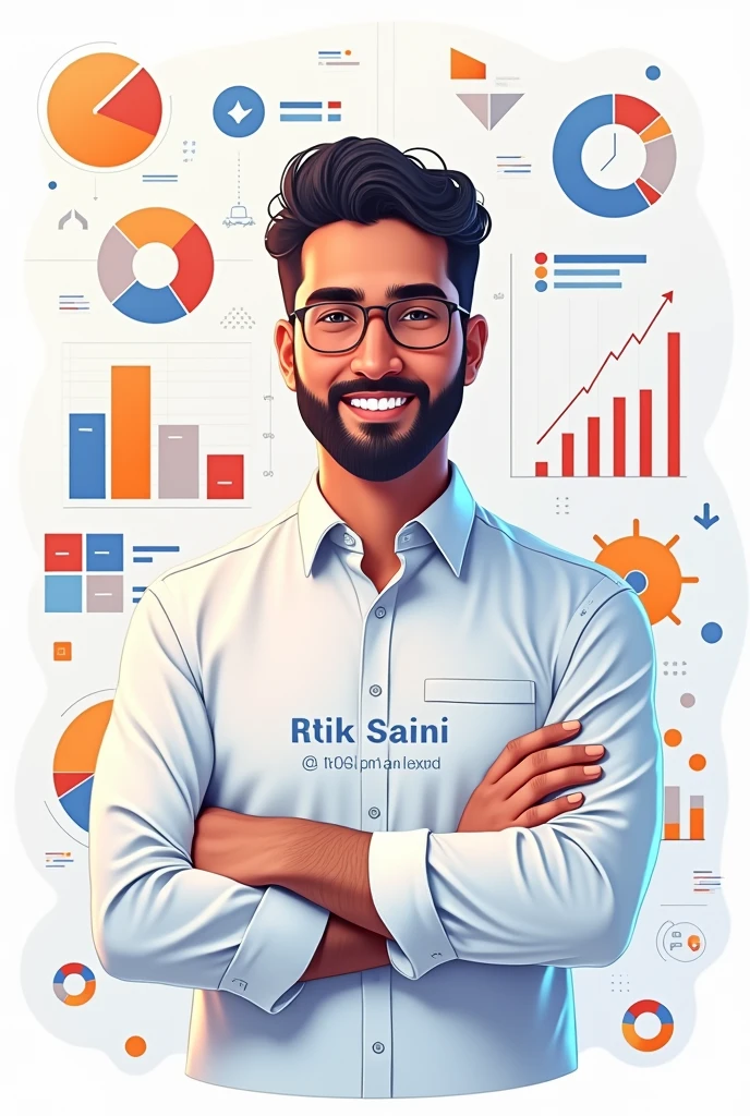 Create a data Analyst type image in which write my name Ritik Saini and email ritiksaini08218@gmail.com