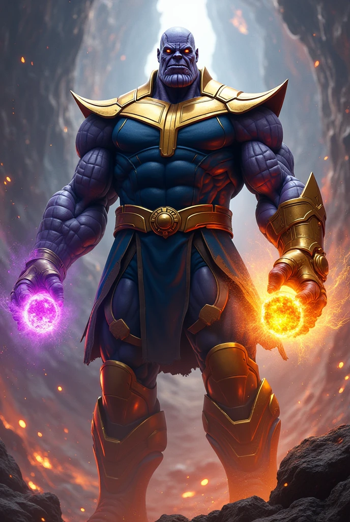 Draw thanos with chaos emeralds